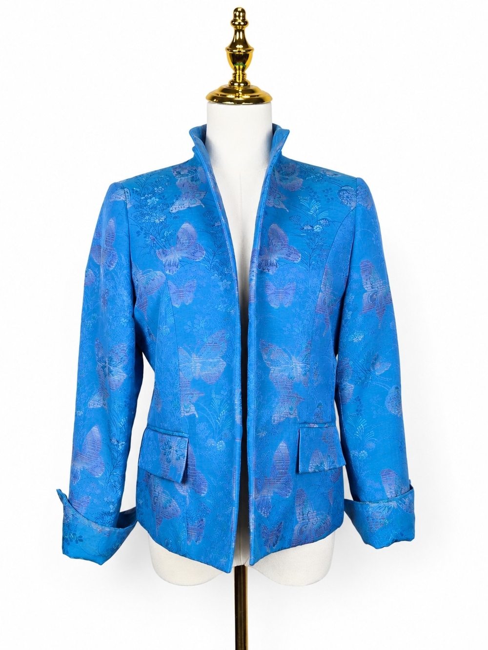 Austin Reed Y2K Blue Butterfly Jacquard Blazer Petite 8 Statement Jacket